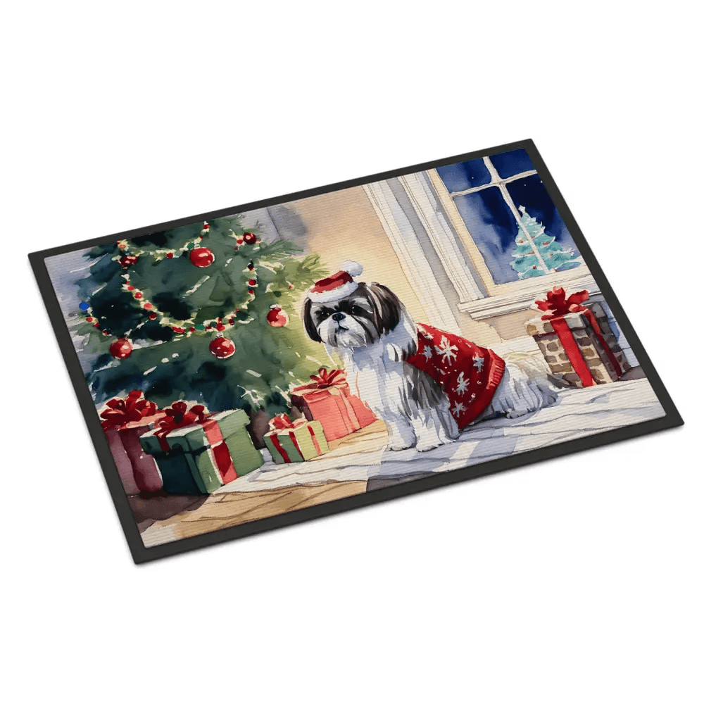 Shih Tzu Cozy Christmas: Festive Doggy Doormat! Christmas Dog Doormat Welcome Holiday Cheer Right to your Doorstep with our Christmas Dog - Estalios