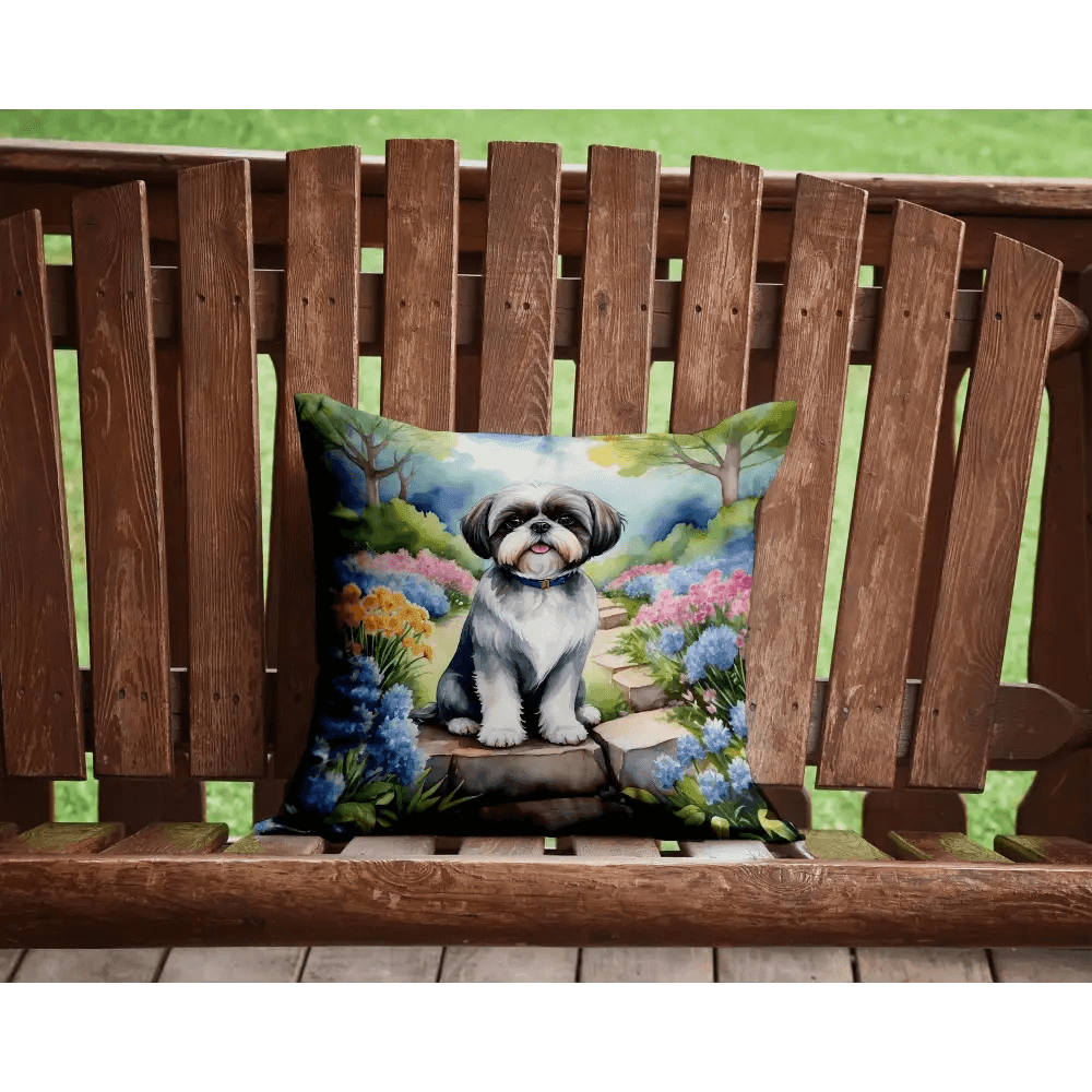 Shih Tzu Spring Path Throw Pillow for Indoor Outdoor Use - Estalios