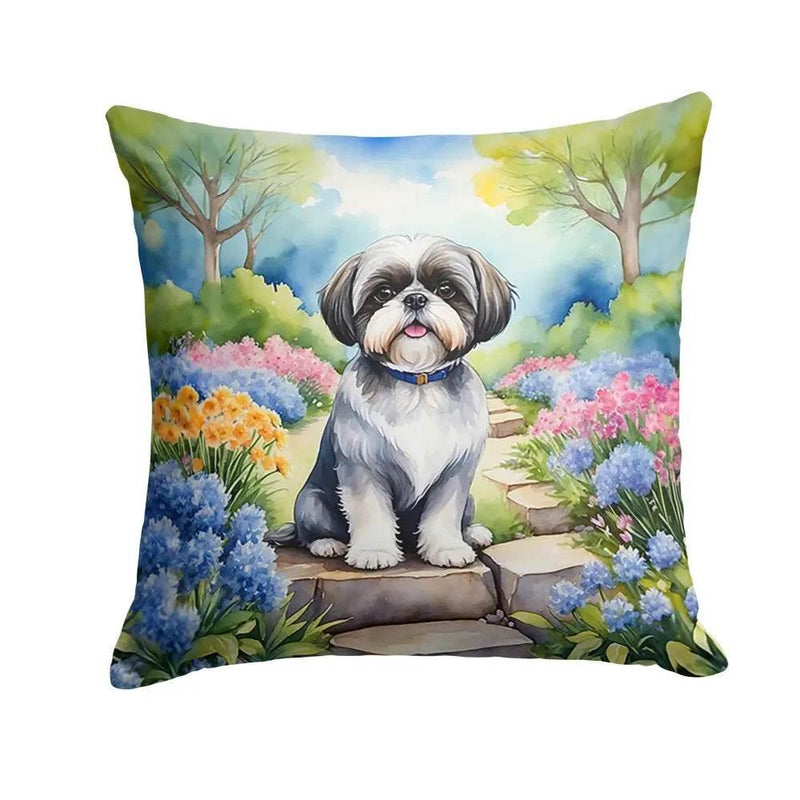 Shih Tzu Spring Path Throw Pillow for Indoor Outdoor Use - Estalios