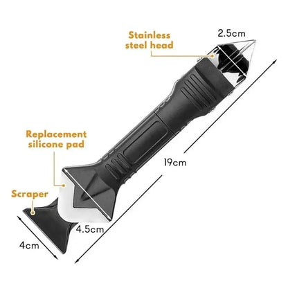 Black caulking tool with measurements for the Shovel Glue Tool with Metal Head Power