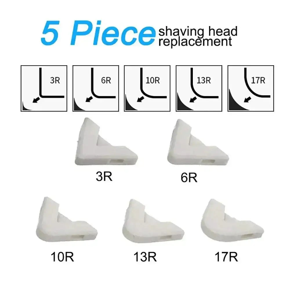 Five white plastic corner protectors for the Shovel Glue Tool with Metal Head