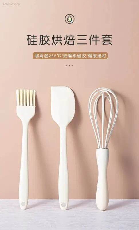 Ivory Dream: Modern Minimalist Kitchen Silicone Baking Set! Unleash your Inner Chef with our White Silicone Kitchen Utensils, a Complete Baking Ut - Estalios
