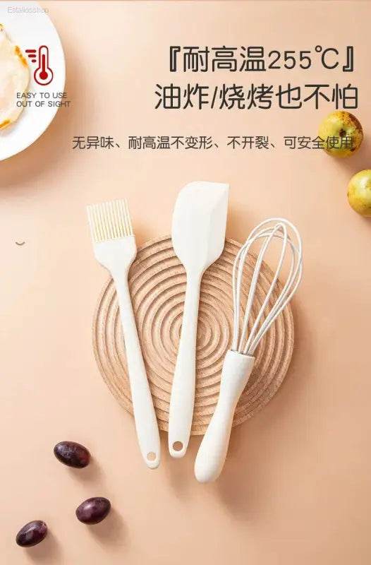 Ivory Dream: Modern Minimalist Kitchen Silicone Baking Set! Unleash your Inner Chef with our White Silicone Kitchen Utensils, a Complete Baking Ut - Estalios