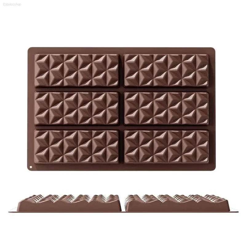 Brown silicone chocolate bar mold.