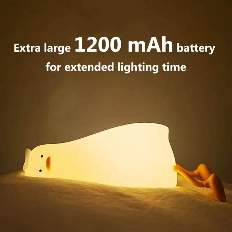 Silicone Lying Flat Duck Night Light Cute Kids Room Lamp - Estalios
