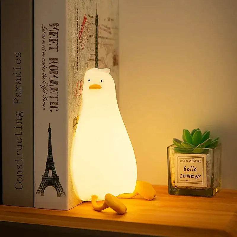 Silicone Lying Flat Duck Night Light Cute Kids Room Lamp - Estalios