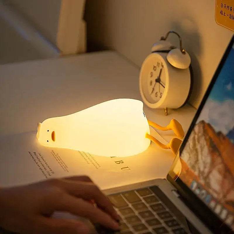 Silicone Lying Flat Duck Night Light Cute Kids Room Lamp - Estalios