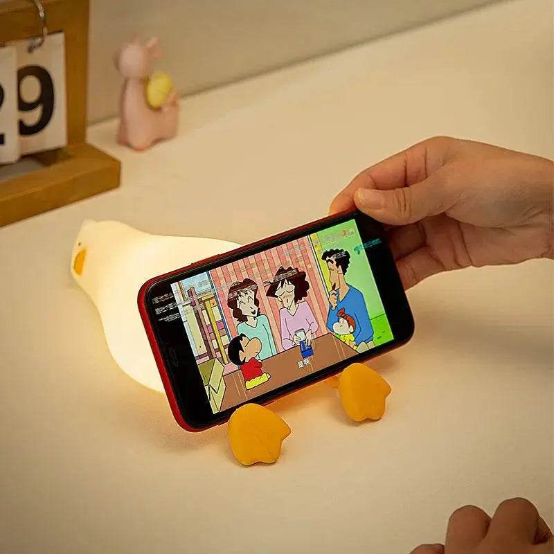 Silicone Lying Flat Duck Night Light Cute Kids Room Lamp - Estalios