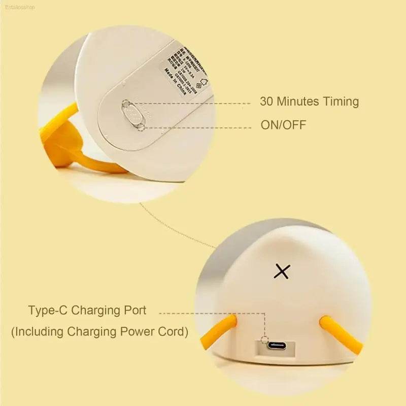 Silicone Lying Flat Duck Night Light Cute Kids Room Lamp - Estalios