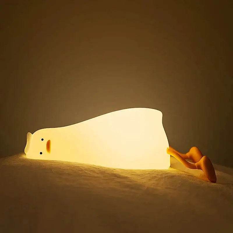 Silicone Lying Flat Duck Night Light Cute Kids Room Lamp - Estalios
