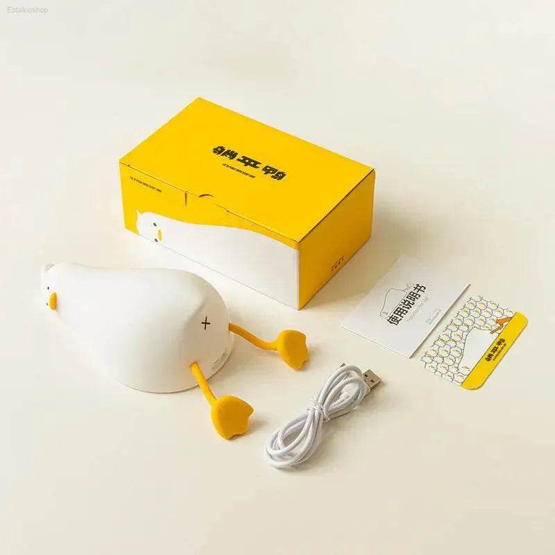 Silicone Lying Flat Duck Night Light Cute Kids Room Lamp - Estalios