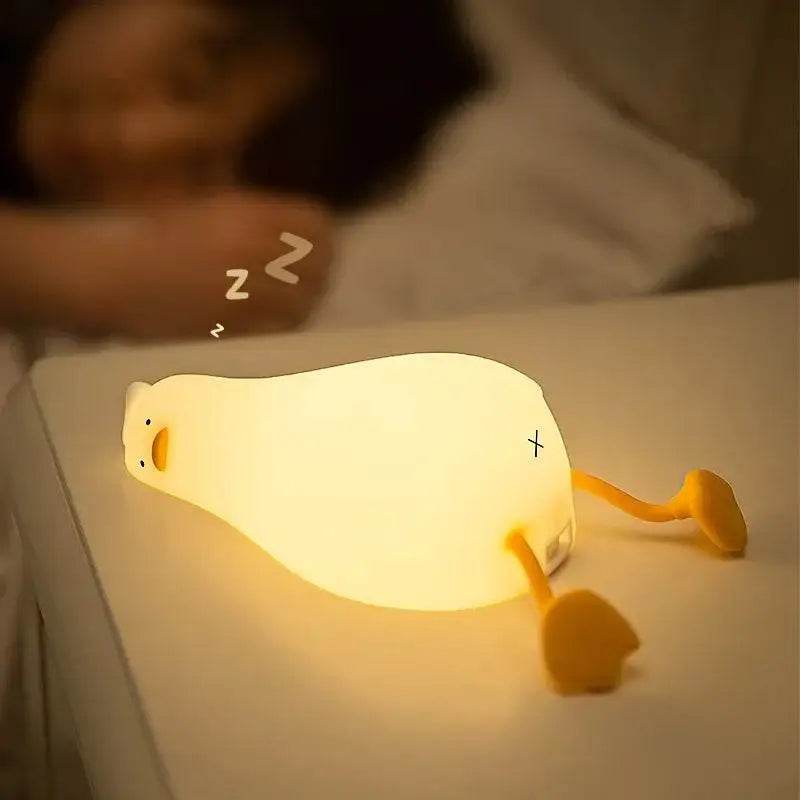 Silicone Lying Flat Duck Night Light Cute Kids Room Lamp - Estalios