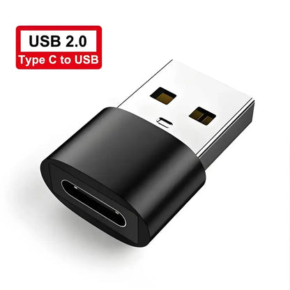 Black USB Type-C to USB adapter for fast charging and high transmission speed