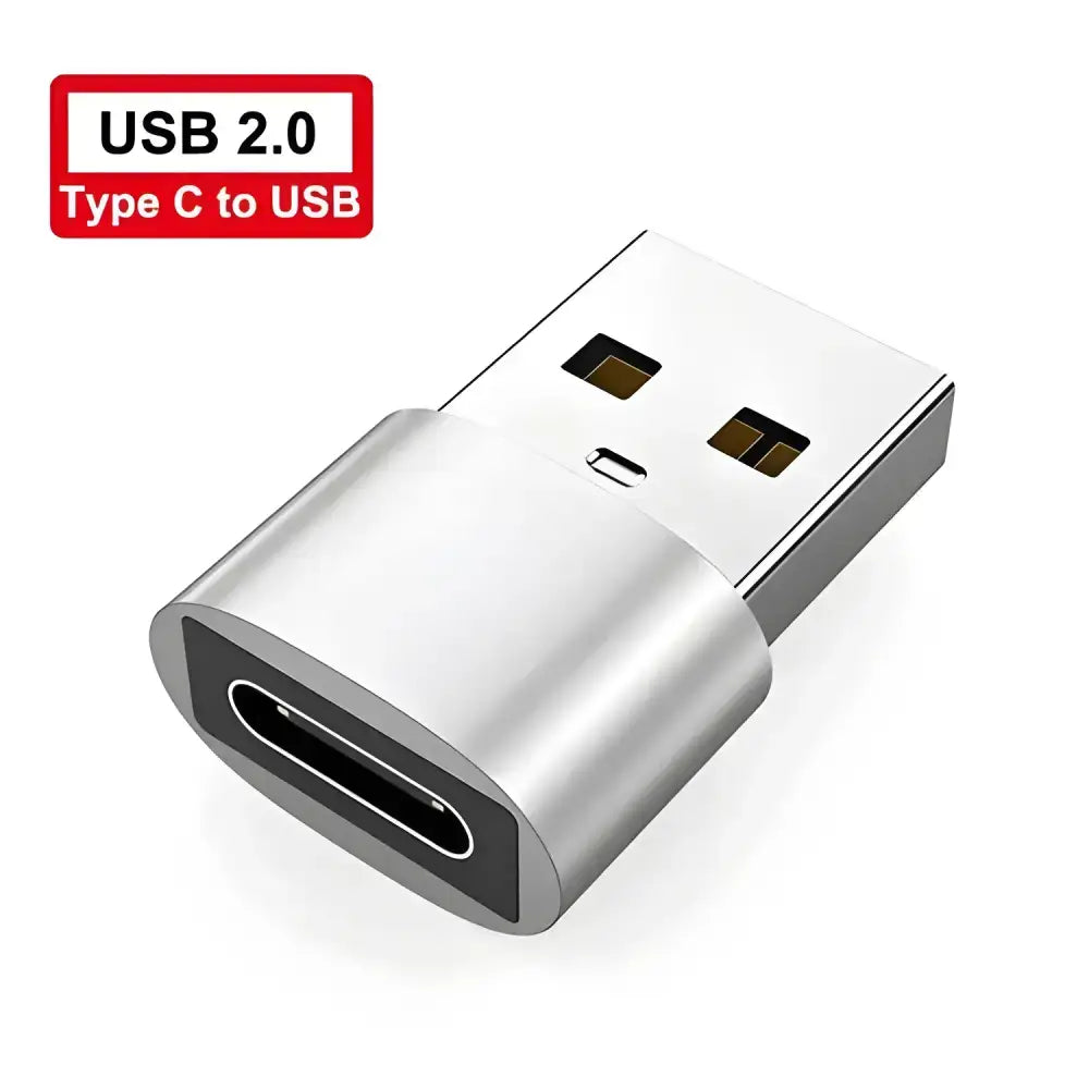 Silver USB Type C Adapter for fast transmission speed and charging efficiency