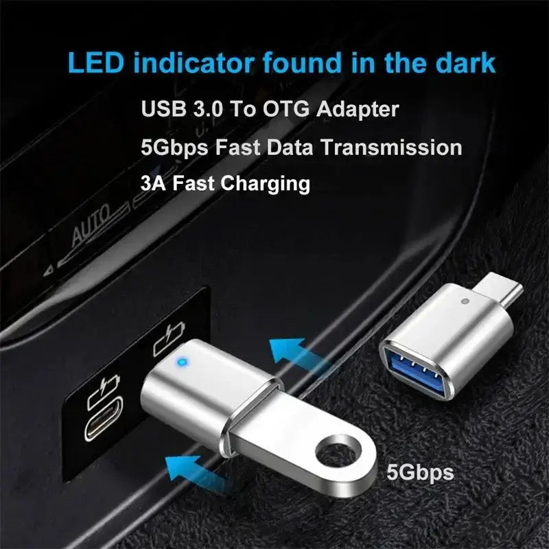 Silver USB Type C adapter for fast charging and high transmission speed