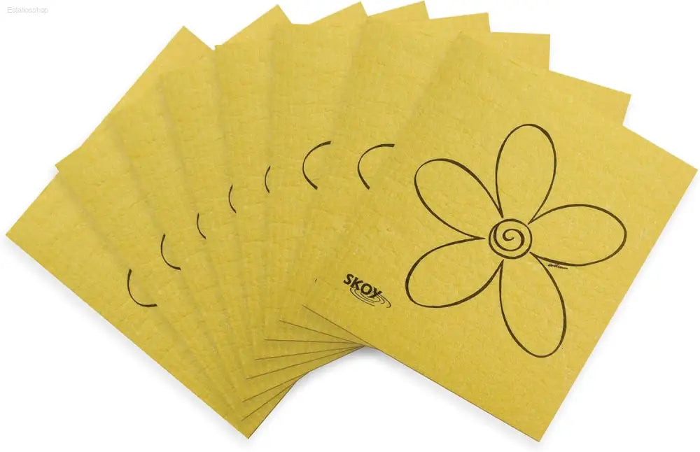 Yellow reusable paper towels with flower design.