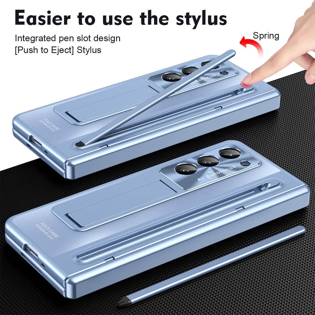 Sleek Blue Power Case: Stand, Stylus & Smudge Shield - Estalios