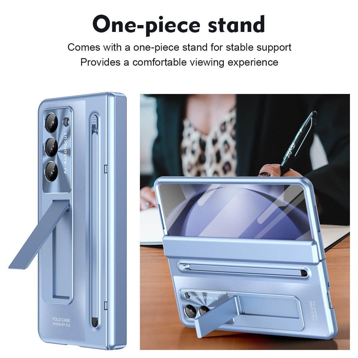 Sleek Blue Power Case: Stand, Stylus & Smudge Shield - Estalios
