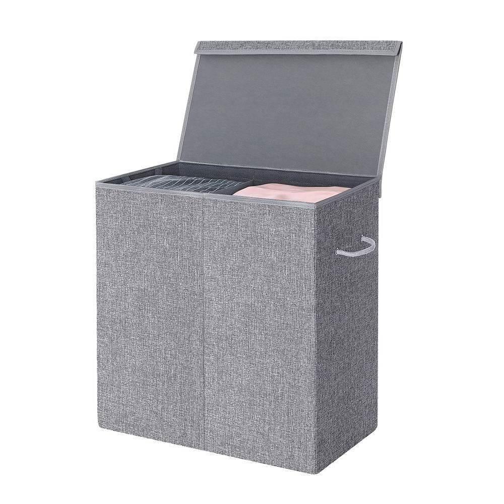 Sleek Gray Double Hamper for Effortless Laundry Days - Estalios