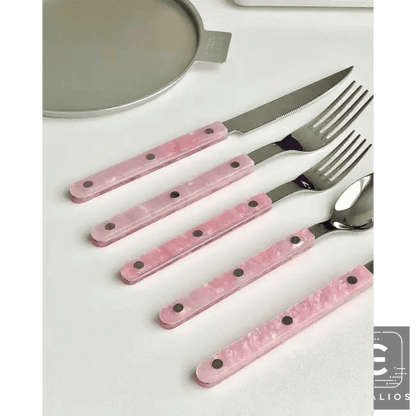Chic Pink Perfection Cutlery and Plate Set for Elegance - Estalios