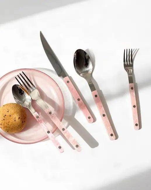 Chic Pink Perfection Cutlery and Plate Set for Elegance - Estalios
