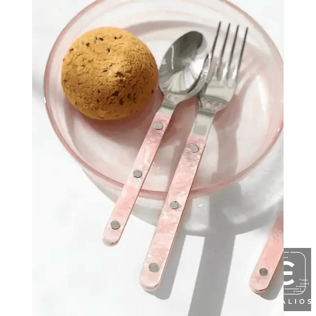 Chic Pink Perfection Cutlery and Plate Set for Elegance - Estalios