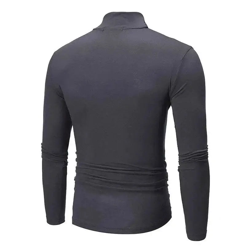 Gray long-sleeved turtleneck shirt from Slim Fit Royal Blue Autumn Winter collection