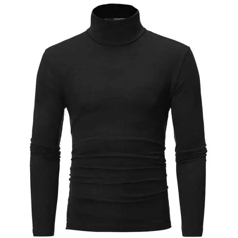 Black long-sleeved turtleneck shirt in Slim Fit Royal Blue for autumn winter fashion