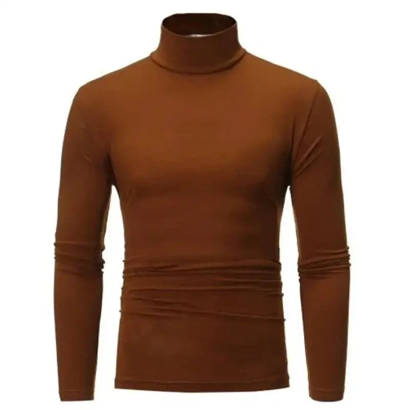 Brown long-sleeved turtleneck in Slim Fit Royal Blue for autumn winter fashion