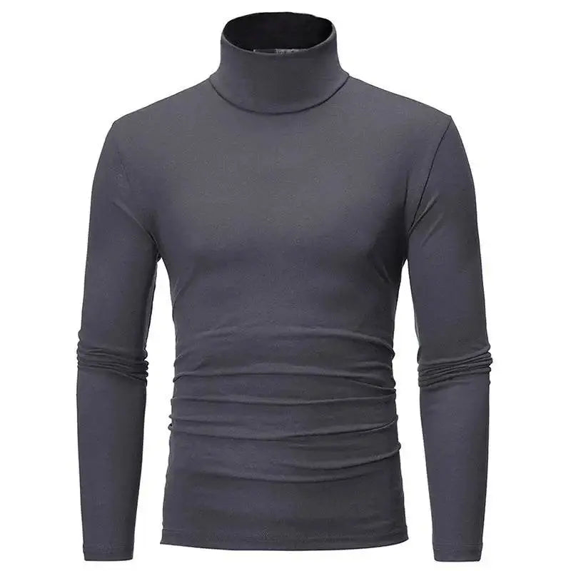 Gray long-sleeved turtleneck shirt in Slim Fit Royal Blue for Autumn Winter fashion