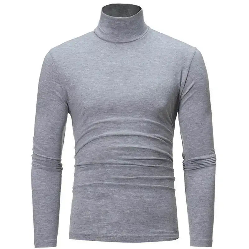 Gray long-sleeved turtleneck shirt from the Slim Fit Royal Blue Autumn Winter collection