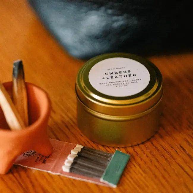 Slow North Soy Wax Candle in Gold Tin with Essential Oil - Estalios