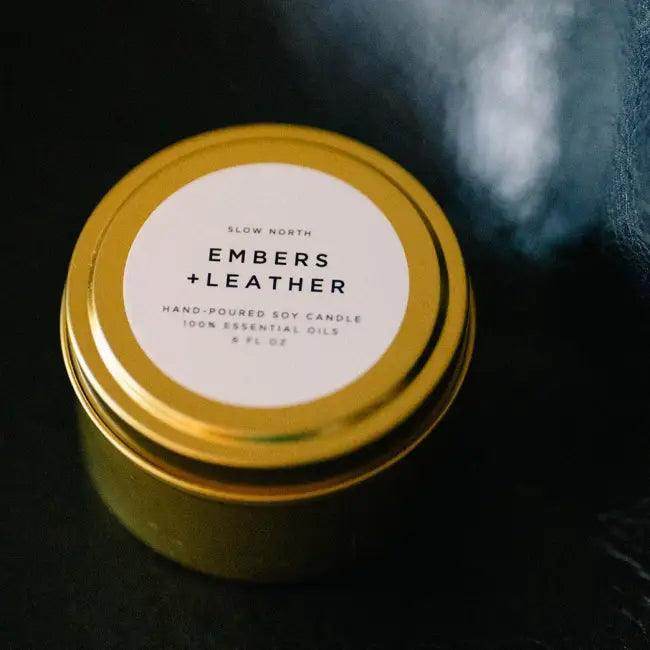 Slow North Soy Wax Candle in Gold Tin with Essential Oil - Estalios