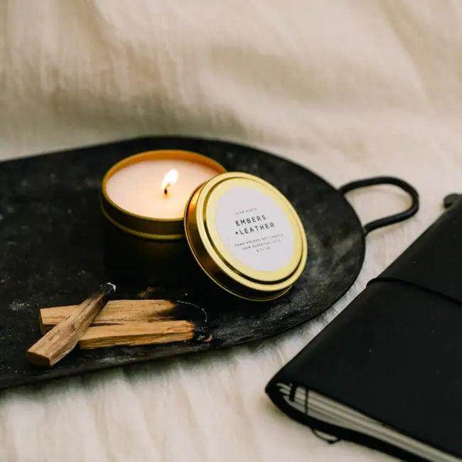 Slow North Soy Wax Candle in Gold Tin with Essential Oil - Estalios