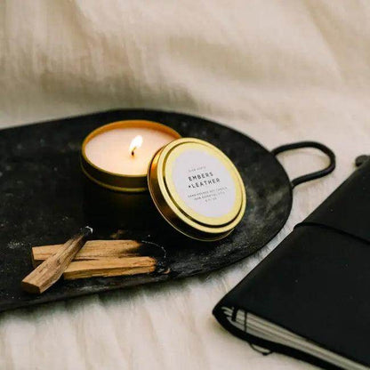 Slow North Soy Wax Candle in Gold Tin with Essential Oil - Estalios