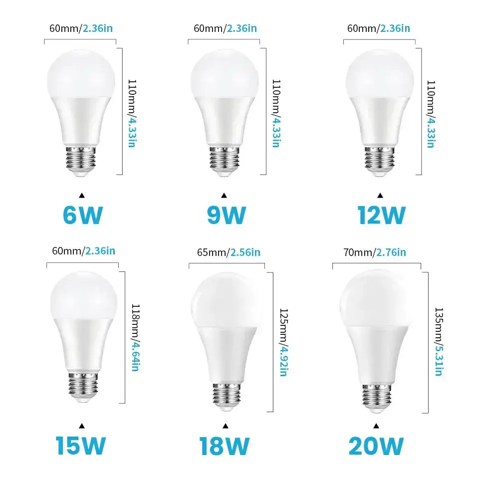 LED light bulb wattage and dimensions for Smart E27 12W Dusk to Dawn Sensor Light