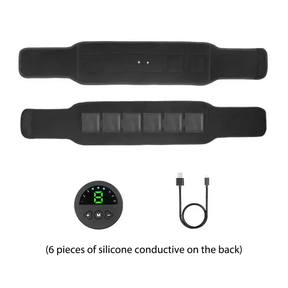 Black EMS abdominal muscle stimulator in Smart EMS Fitness Vibration Belt Abdominal Trainer