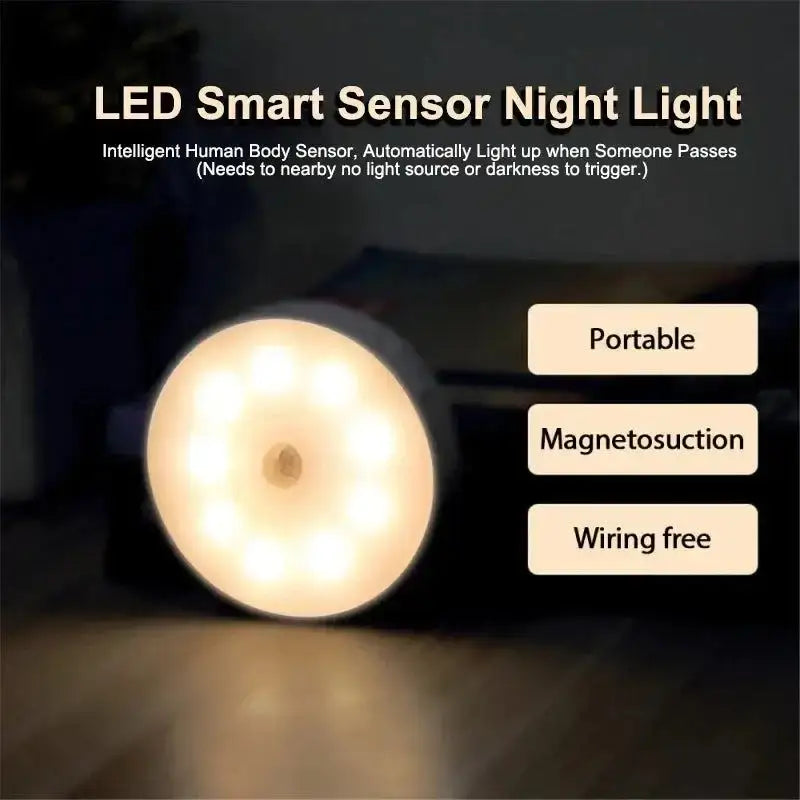 Round LED Smart Human Body Sensor Night Light for automatic illumination at night