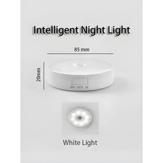 White, round Smart Human Body Sensor Night Light for intelligent nighttime use