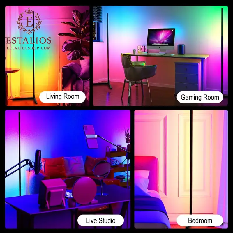 RGB Corner Floor Lamp with App & Remote Control - Dimmable Mood Lighting for Living and Gaming Rooms