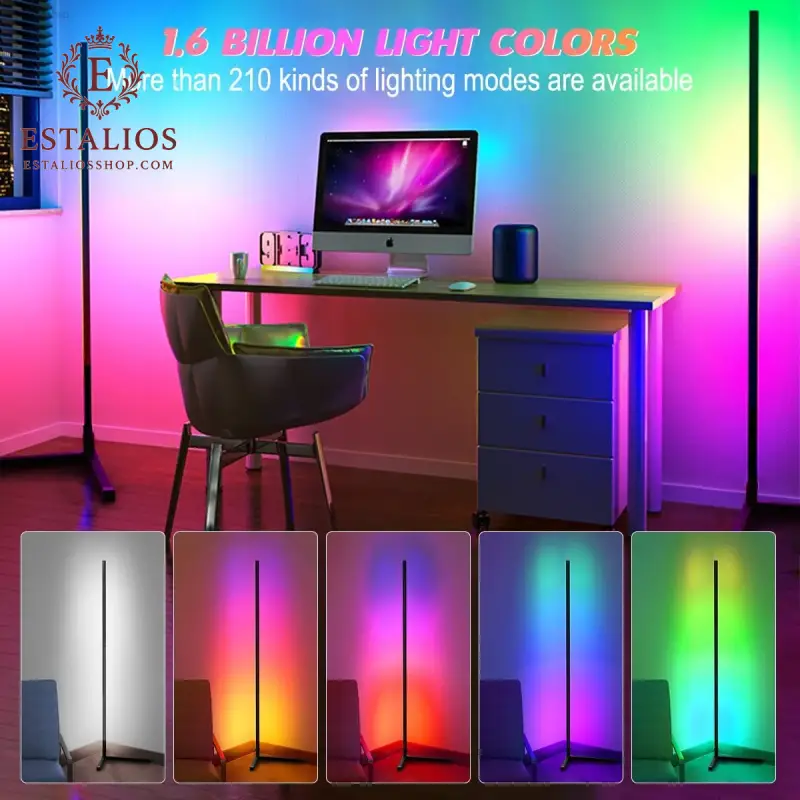 RGB Corner Floor Lamp with App & Remote Control - Dimmable Mood Lighting for Living and Gaming Rooms