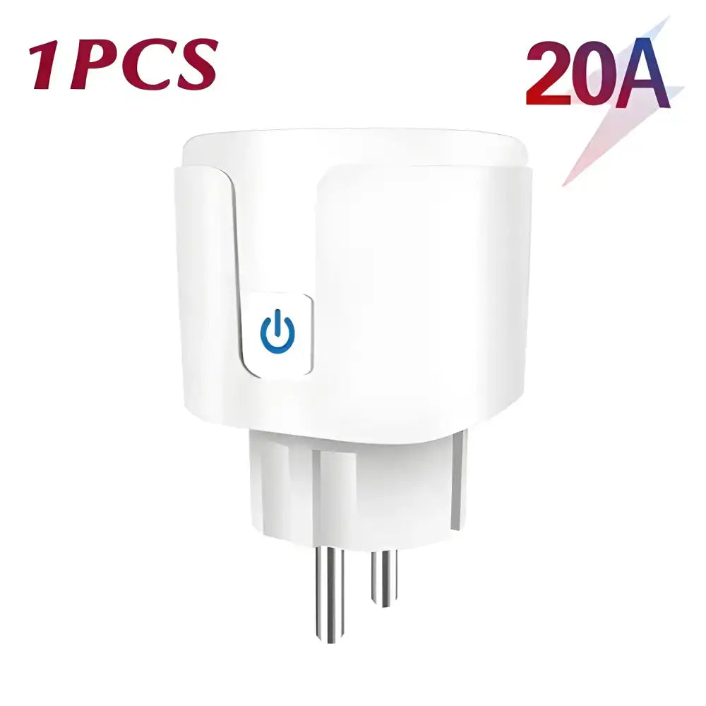 White Smart Plug from the Tuya Smart Socket for easy app and voice control