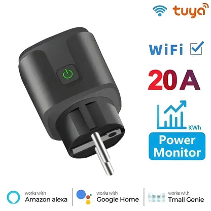 Black Smart Socket WiFi Power Monitoring Timer EU Plug for convenient energy control