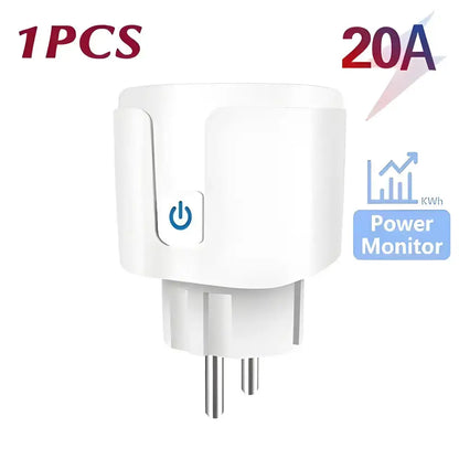 White Smart Socket WiFi Power Monitoring Timer EU Plug for easy home automation