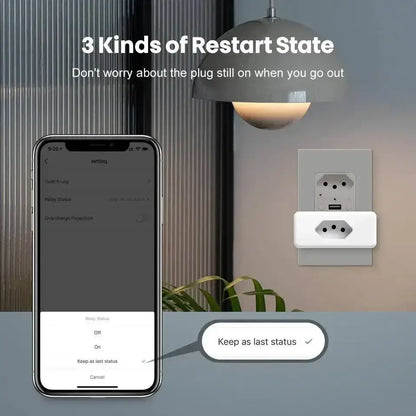 Smart Socket WiFi Power Monitoring Timer EU Plug showing restart options for convenience