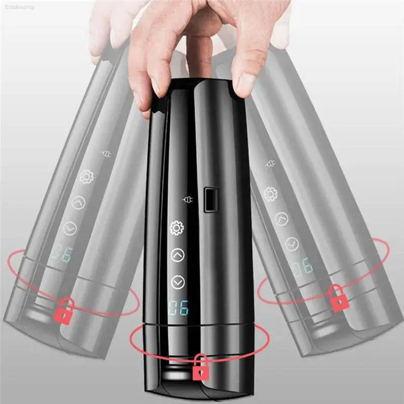 Smart Vacuum Electric Car Mug - Portable Stainless Steel Bottle with LCD Temperature Display for Coffee & Tea Heating - Estalios