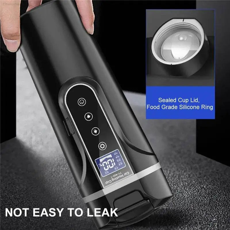 Smart Vacuum Electric Car Mug - Portable Stainless Steel Bottle with LCD Temperature Display for Coffee & Tea Heating - Estalios