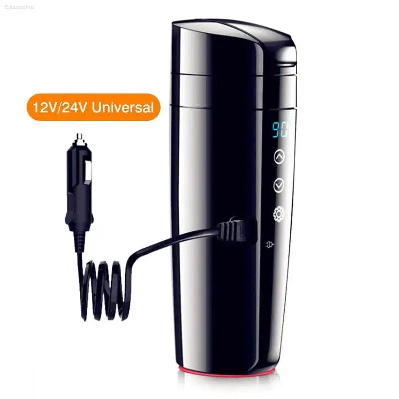 Smart Vacuum Electric Car Mug - Portable Stainless Steel Bottle with LCD Temperature Display for Coffee & Tea Heating - Estalios