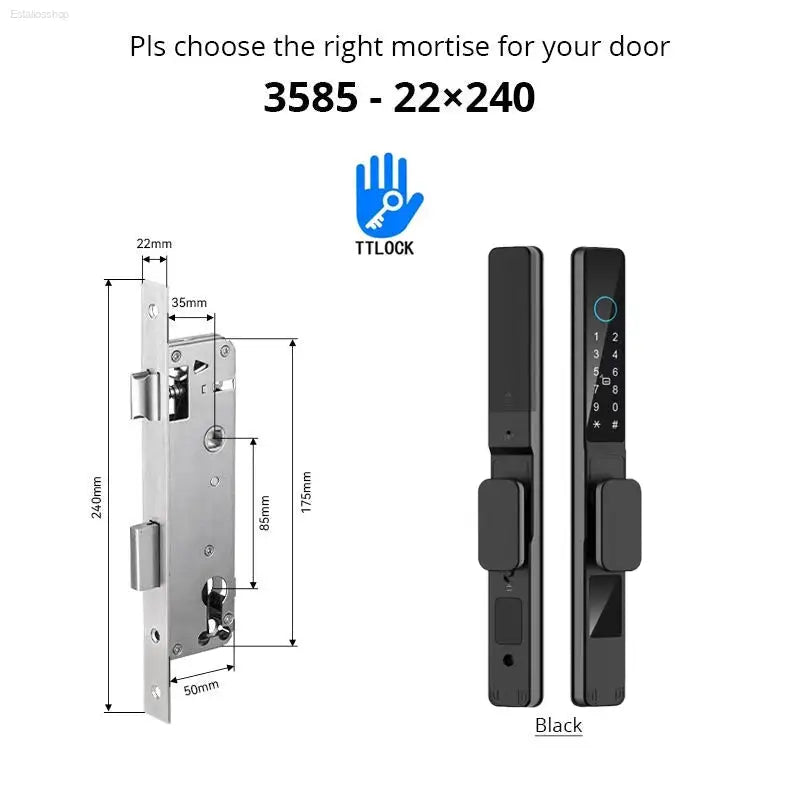 Smart Waterproof Sliding Door Lock - Ttlock App, Alexa Compatible, Fingerprint & RFID Access, Secure Aluminum Glass Lock