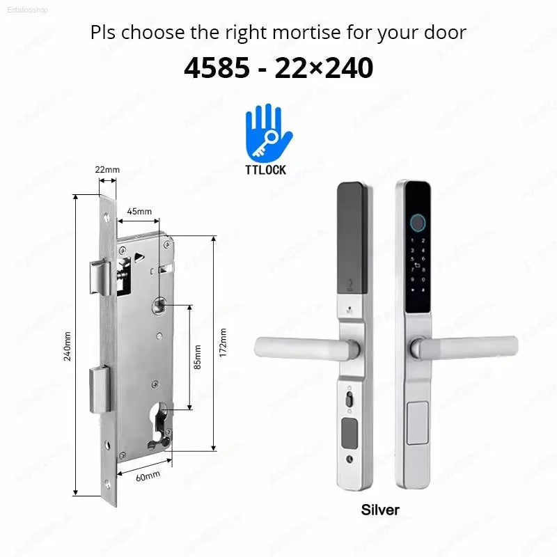 Smart Waterproof Sliding Door Lock - Ttlock App, Alexa Compatible, Fingerprint & RFID Access, Secure Aluminum Glass Lock